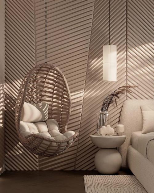 Нежный дизайн спальной комнаты, площадью 17 кв. 06