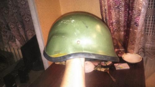Трофейный шлем украинского военнослужащего 128-й отдельной горно - пехотной бригады.