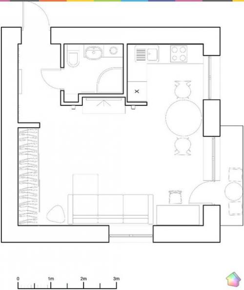 Отличный дизайн 1-комнатной хрущёвки. 09