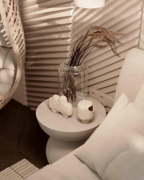 Нежный дизайн спальной комнаты, площадью 17 кв. 09