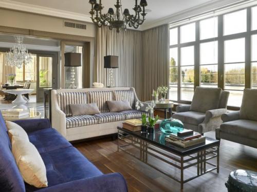 Роскошный интерьер гостиной выполненный в стиле современной классики с элементами арт - деко. 01