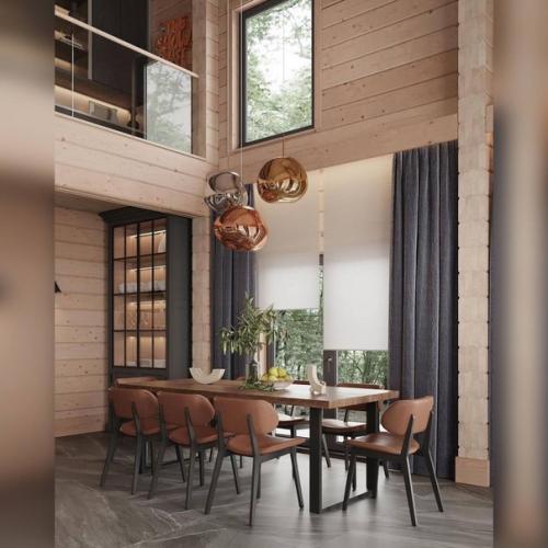 Интерьер просторной. Гостиной со столовой в доме из клеенного бруса под Санкт-петербургом! 02