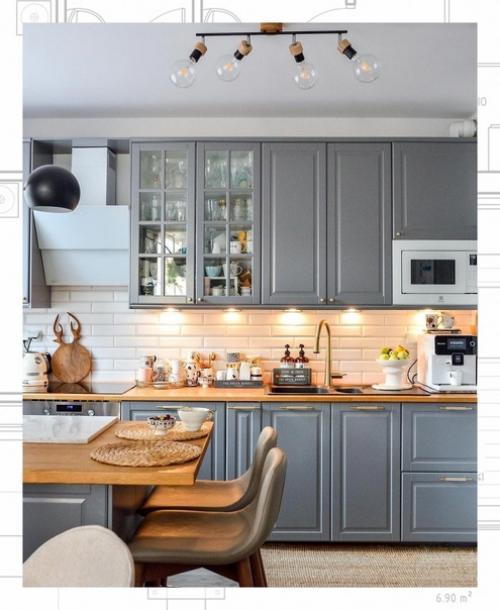 Традиционная кухня в сером цвете. 01