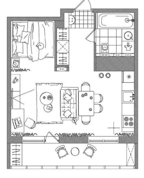35 м 2 квартира - студия. 05
