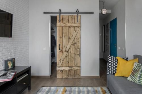 Современный, средне - бюджетный интерьер квартиры - студии площадью 33 кв. 06