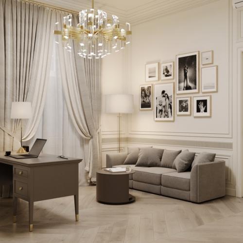 Всем привет.  Первая большай работа по визуализаци интерьера с элементами классического стиля. 04