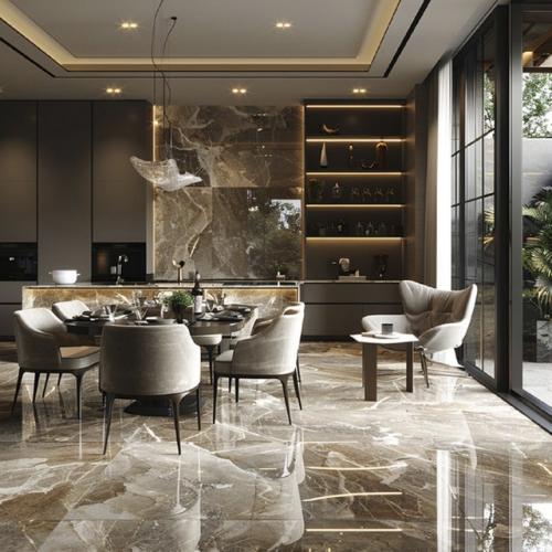 Belleza Embito Patrin Brown 600*1200 - плитка под мрамор светло-коричневого цвета, полированная, керамогранит для ванной или кухни 60 х 120 см. 01