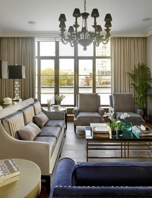 Роскошный интерьер гостиной выполненный в стиле современной классики с элементами арт - деко. 02