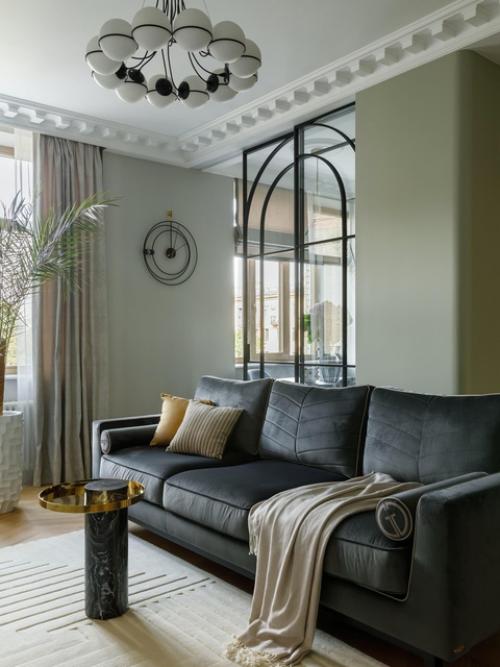 Реализованный интерьер современной квартиры с элементами ар - деко в Санкт-петербурге. 01