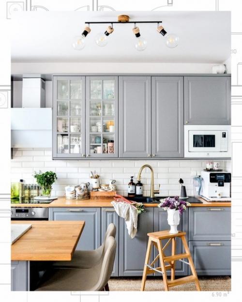 Традиционная кухня в сером цвете. 06