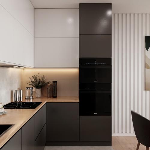 Современный интерьер кухни - гостиной из проекта для 3-комнатной квартиры площадью 81 кв. 01