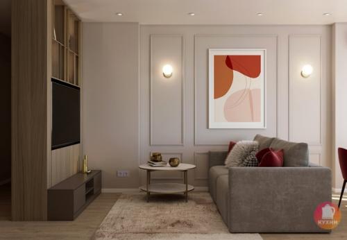 Красивый эклектичный интерьер кухни - гостиной. 05