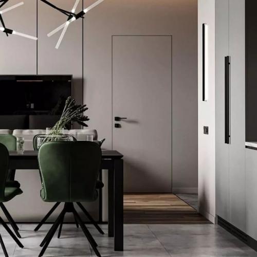 Серый - это комфортный цвет, говорим мы глядя на этот лаконичный дизайн интерьера кухни - гостиной площадью 22 кв. 03