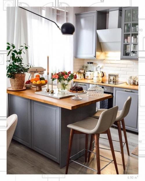 Традиционная кухня в сером цвете. 08