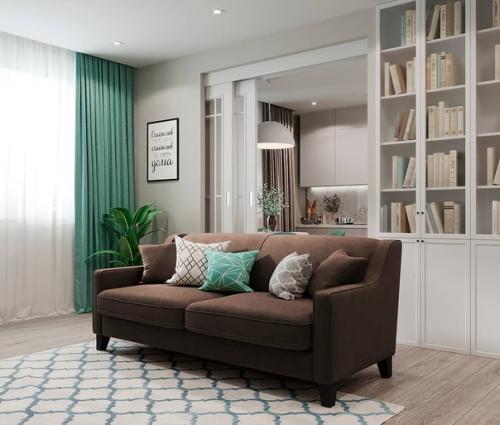 Дизайн - проект квартиры в светлых тонах с зелеными акцентами. 04