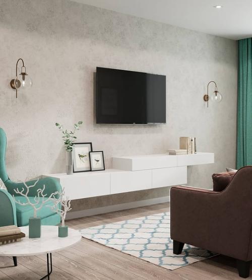 Дизайн - проект квартиры в светлых тонах с зелеными акцентами. 06