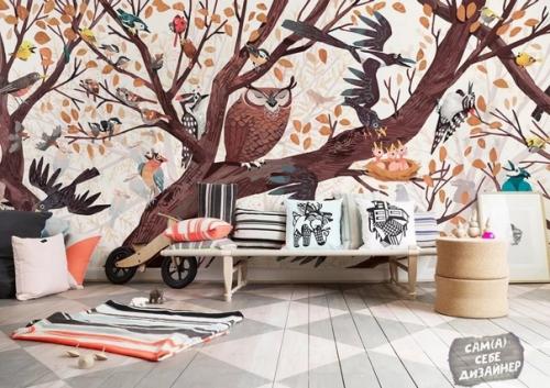 Фотообои Сказочный лес - очень красивое решение для оформления интерьера детской комнаты девочки или мальчика. 04