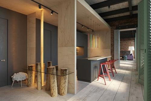 Спокойный и нежный дизайн интерьера в стиле Loft. 04