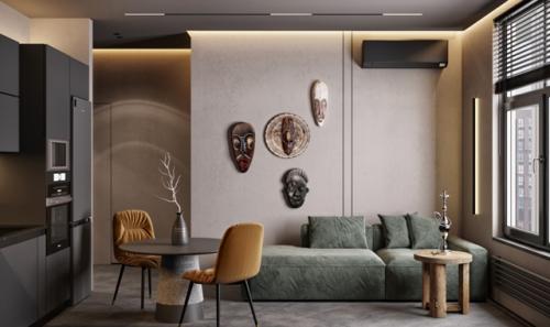 Проект 1-комнатной квартиры 40 м 2 для молодого человека. 02