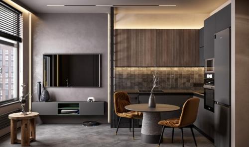 Проект 1-комнатной квартиры 40 м 2 для молодого человека. 01