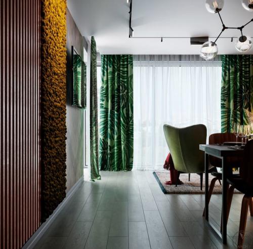 Современный интерьер кухни - гостиной с несколькими сценариями освещения. 06