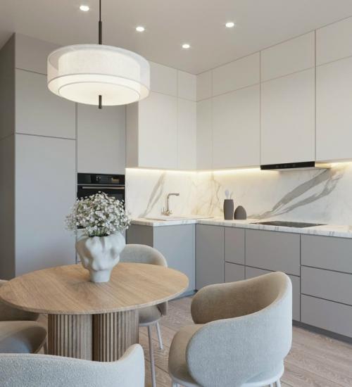 Светлый проект однокомнатной квартиры 50 м 2 в ЖК цивилизация на Неве в Санкт-петербурге.