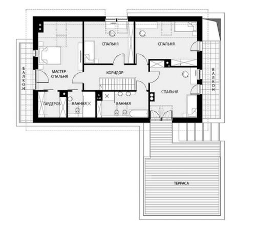 Эскизный проект одноэтажного дома с мансардной. 06
