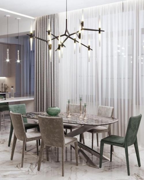 Гостиная с природными оттенками зеленого. 03