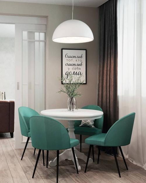 Дизайн - проект квартиры в светлых тонах с зелеными акцентами. 02