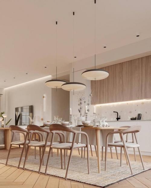 Кухня - гостиная и прихожая в частном доме в стиле эко - минимализм. 02