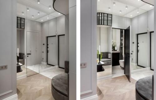 Элегантный, монохромный интерьер квартиры площадью 47 кв. 07