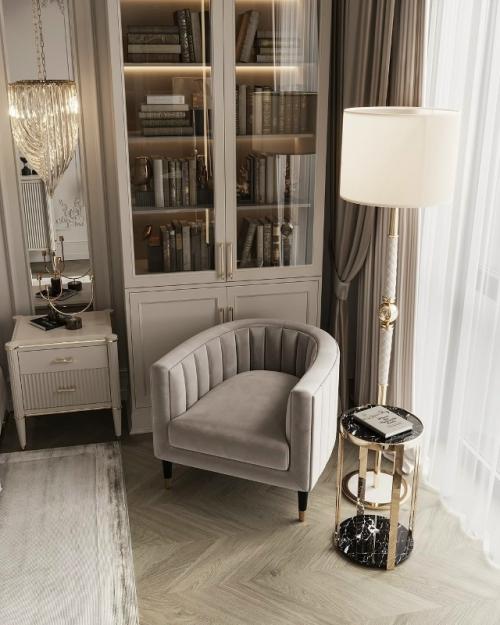 Благородные светло - кофейные оттенки в интерьере спальни. 05