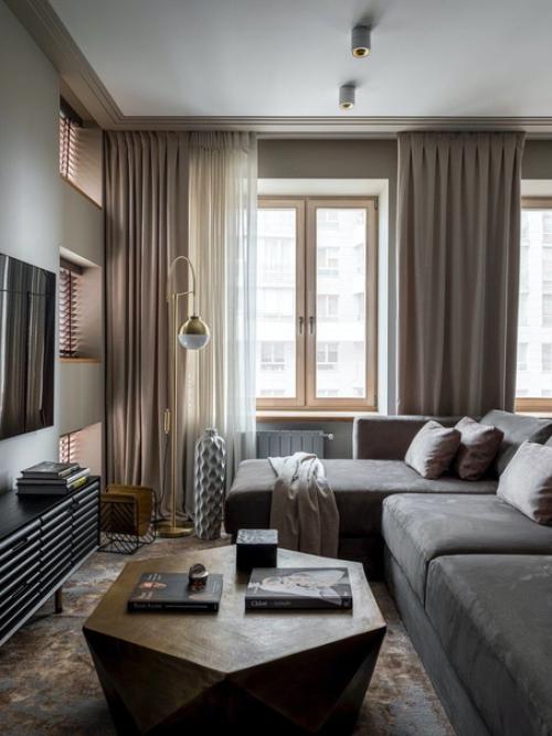 Реализованный интерьер современнойая квартиры, площадью 70 кв. 01