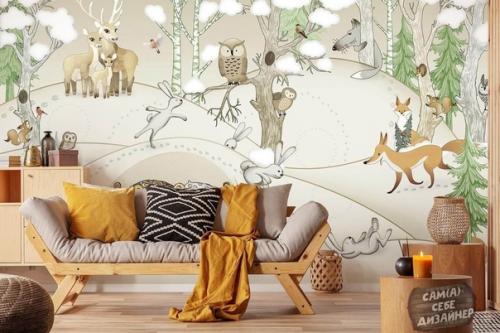 Фотообои Сказочный лес - очень красивое решение для оформления интерьера детской комнаты девочки или мальчика. 02