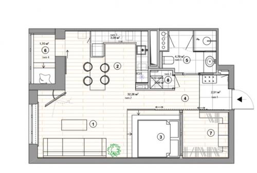 Дизайн и ремонт квартиры в стиле лофт площадью 50 м в ЖК савеловский. 09