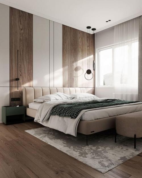 Спальня с интересным стеклянным шкафом. 07