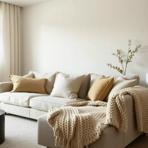 Гостиные в монохромном стиле с акцентом на мелочах: декор и текстиль. 03