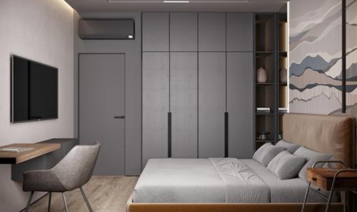 Проект 1-комнатной квартиры 40 м 2 для молодого человека. 09