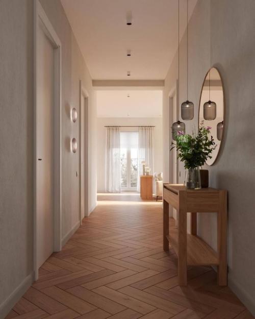 Кухня - гостиная и прихожая в частном доме в стиле эко - минимализм. 07