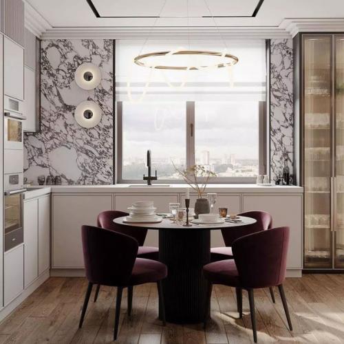 Яркая, эффектная кухня - гостиная. 03