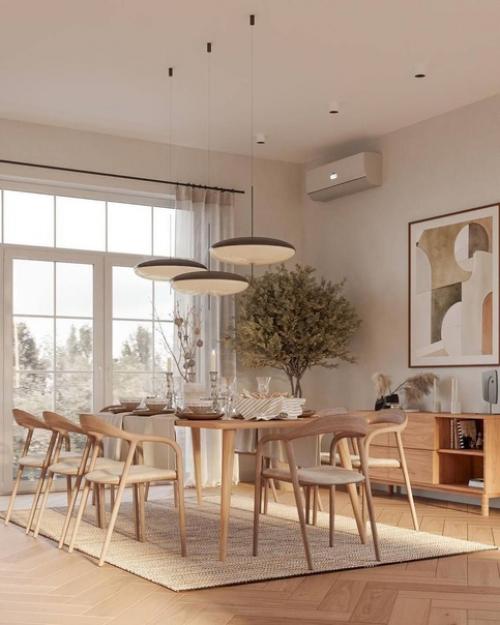 Кухня - гостиная и прихожая в частном доме в стиле эко - минимализм. 03