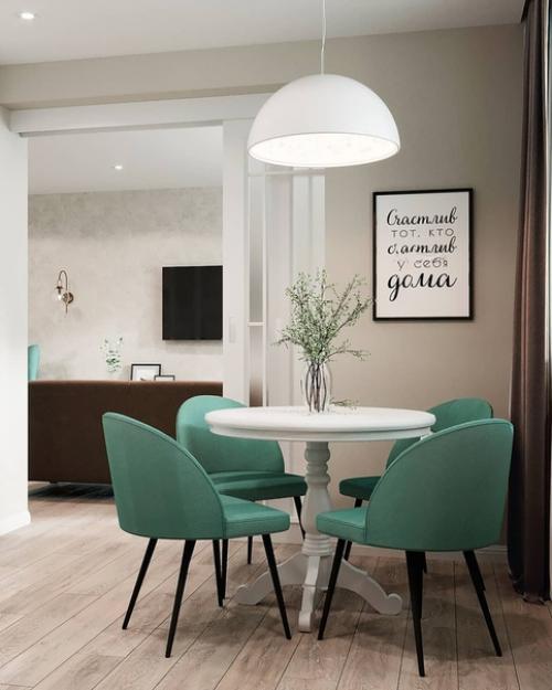 Дизайн - проект квартиры в светлых тонах с зелеными акцентами. 03