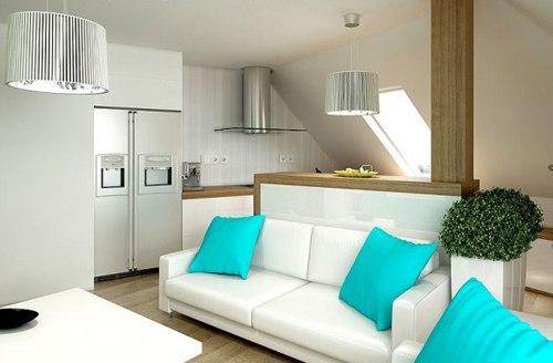 В мансардном помещении оборудовали однокомнатную квартиру. 02