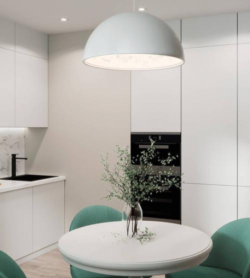 Дизайн - проект квартиры в светлых тонах с зелеными акцентами. 01