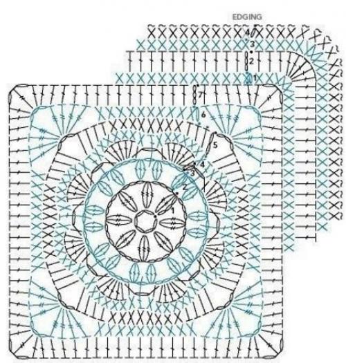 Плед из квадратных мотивов. 02