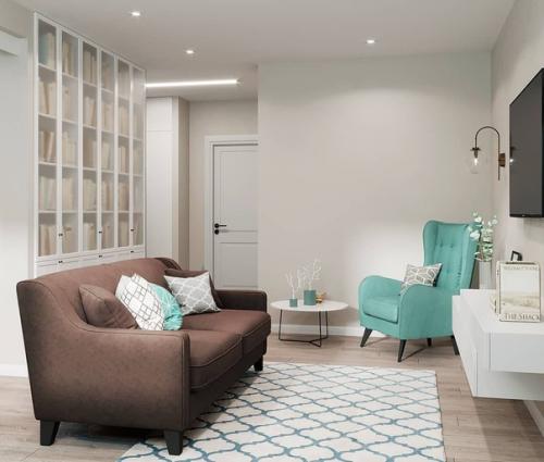 Дизайн - проект квартиры в светлых тонах с зелеными акцентами. 05