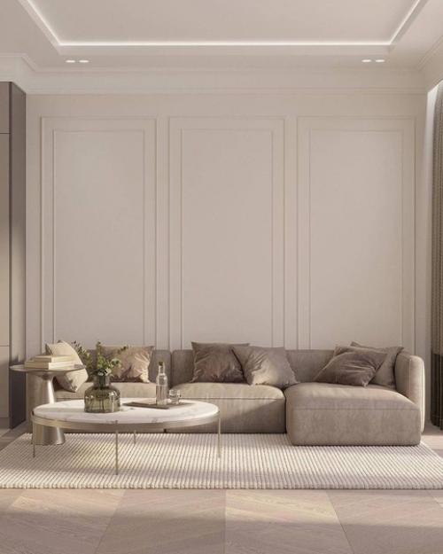 Роскошный интерьер прихожей и кухни - гостиной в современном стиле воплощает элегантность и изысканность. 08