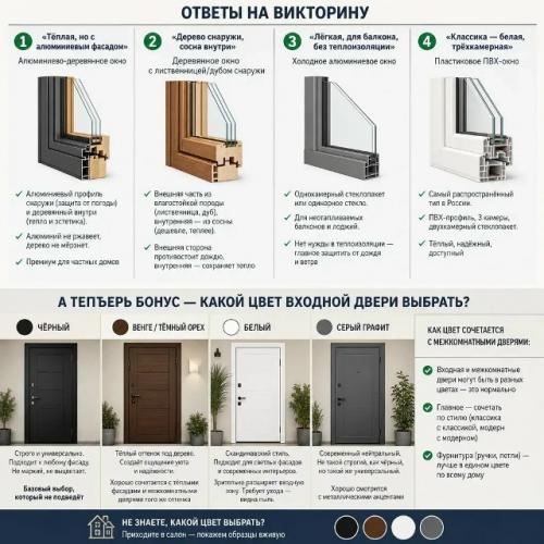 Ответы выбрать на викторину + какой цвет входной двери.
