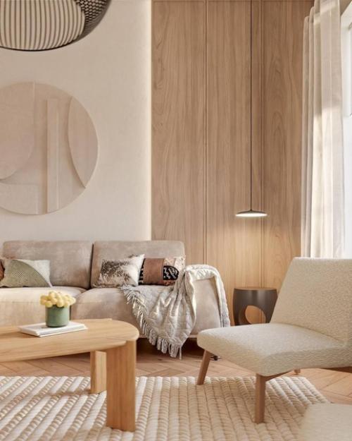 Кухня - гостиная и прихожая в частном доме в стиле эко - минимализм. 05