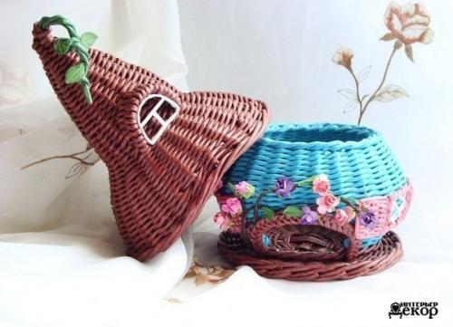 Плетение из газет Чайный Домик? 08